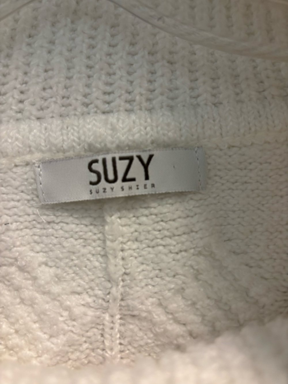 Suzy Shier Winter White Cable Cowl-Neck Sweater - Picture 3 of 5